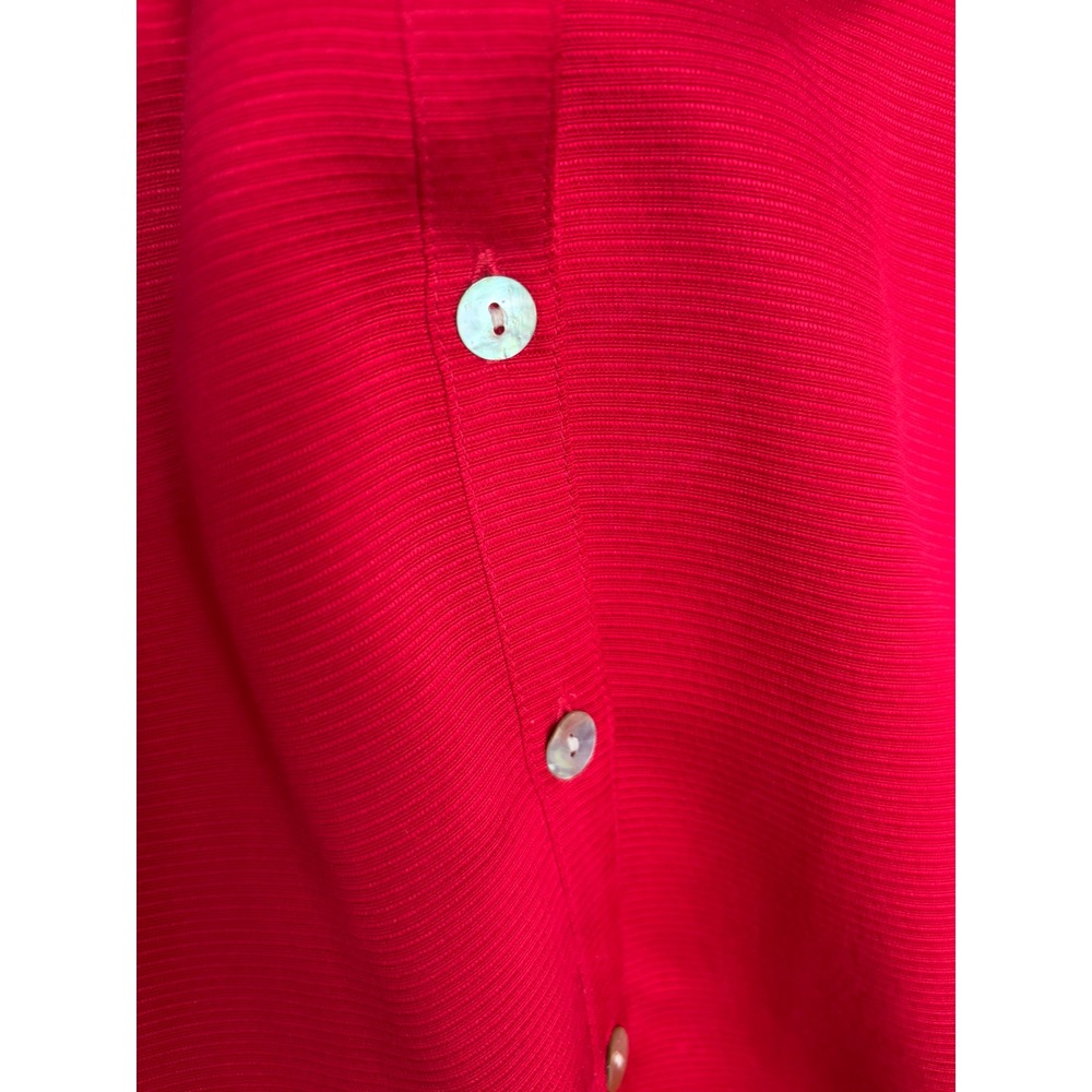Vintage Alexandria Red Silk Blouse Button Front Ribbed Texture Top Size 10 - Picture 9 of 9